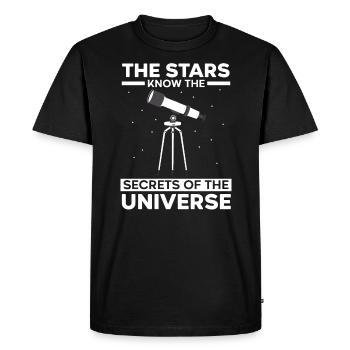 Les étoiles connaissent les secrets de l’univers - T-shirt Premium bio Homme - noir - Devant - Nico (187cm)