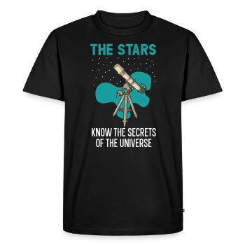 Les étoiles connaissent les secrets de l’univers - T-shirt Premium bio Homme - noir - Devant - Nico (187cm)