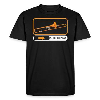Slide Pour jouer de l’instrument de musique Musicien Trombone - T-shirt Premium bio Homme - noir - Devant - Nico (187cm)