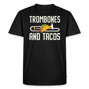 Trombones et tacos Musicien d’instruments de musique - T-shirt Premium bio Homme - noir - Devant - Nico (187cm)