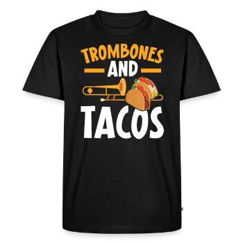Trombones et tacos Musicien d’instruments de musique - T-shirt Premium bio Homme - noir - Devant - Nico (187cm)