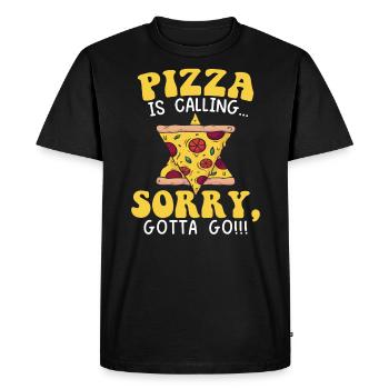 Pizza Is Calling Sorry I Gotta Go Italian Food - Men's Premium Organic T-Shirt - black - Front - Nico (187cm)