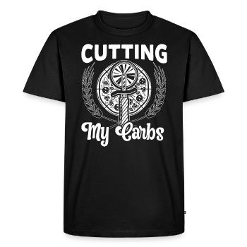 Cutting My Carbs Pizza Eater Italian Dish Foodie - Men's Premium Organic T-Shirt - black - Front - Nico (187cm)