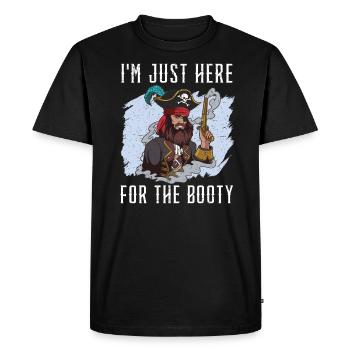 Je suis juste ici pour le butin Pirate Lover Buccaneer - T-shirt Premium bio Homme - noir - Devant - Nico (187cm)