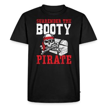 Surrender The Booty Pirate Caribbean Buccaneer - Men's Premium Organic T-Shirt - black - Front - Nico (187cm)