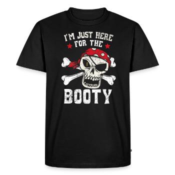 Je suis juste ici pour le butin Pirate Lover Buccaneer - T-shirt Premium bio Homme - noir - Devant - Nico (187cm)