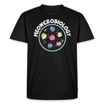 Meowcrobiology Science Microbiologie Scientifique Cat - T-shirt Premium bio Homme - noir - Devant - Nico (187cm)