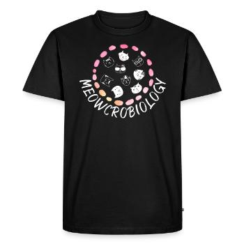 Meowcrobiology Science Microbiologie Scientifique Cat - T-shirt Premium bio Homme - noir - Devant - Nico (187cm)