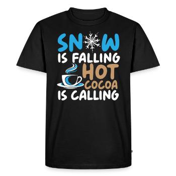 La neige tombe Le cacao chaud appelle le froid glacial - T-shirt Premium bio Homme - noir - Devant - Nico (187cm)