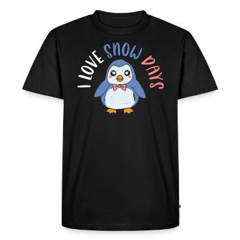 J’aime les jours de neige Froid glacé Pingouin d’hiver enneigé - T-shirt Premium bio Homme - noir - Devant - Nico (187cm)