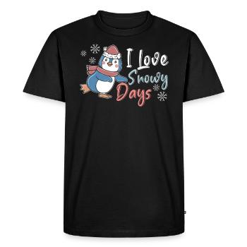 J’aime les jours de neige Froid glacé Pingouin d’hiver enneigé - T-shirt Premium bio Homme - noir - Devant - Nico (187cm)