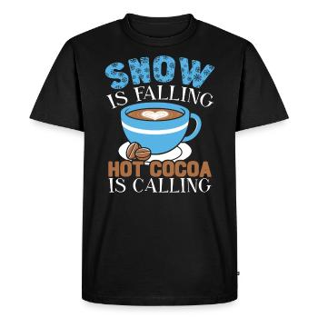 La neige tombe Le cacao chaud appelle le froid glacial - T-shirt Premium bio Homme - noir - Devant - Nico (187cm)