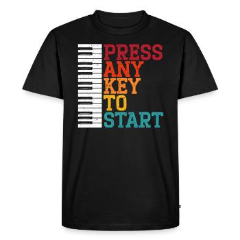 Appuyez sur n’importe quelle touche pour démarrer piano player Musician Music - T-shirt Premium bio Homme - noir - Devant - Nico (187cm)