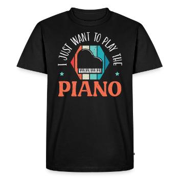 Je veux juste jouer de l’instrument pianiste piano - T-shirt Premium bio Homme - noir - Devant - Nico (187cm)