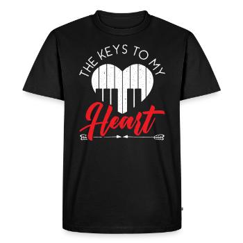 Les clés de mon cœur Pianiste Musicien Musique - T-shirt Premium bio Homme - noir - Devant - Nico (187cm)