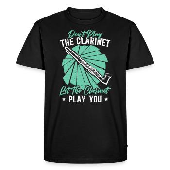 Ne jouez pas de la clarinette Laissez la clarinette vous jouer - T-shirt Premium bio Homme - noir - Devant - Nico (187cm)