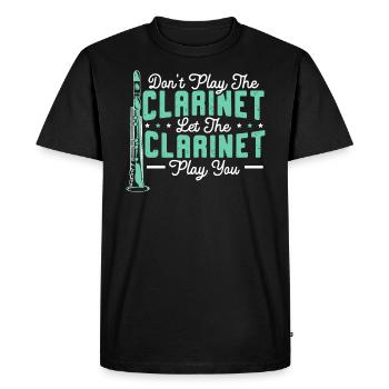 Ne jouez pas de la clarinette Laissez la clarinette vous jouer - T-shirt Premium bio Homme - noir - Devant - Nico (187cm)