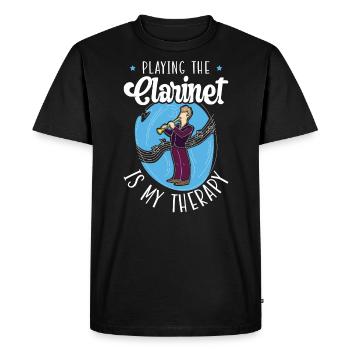 Jouer de la clarinette est ma thérapie Musicien - T-shirt Premium bio Homme - noir - Devant - Nico (187cm)