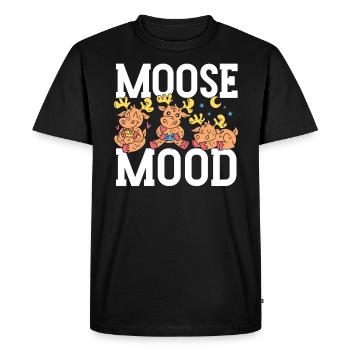 Moose Mood Faune Animal Alces Elk Deer - T-shirt Premium bio Homme - noir - Devant - Nico (187cm)