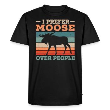 Je préfère l’orignal aux gens Animal Alces Elk Deer - T-shirt Premium bio Homme - noir - Devant - Nico (187cm)