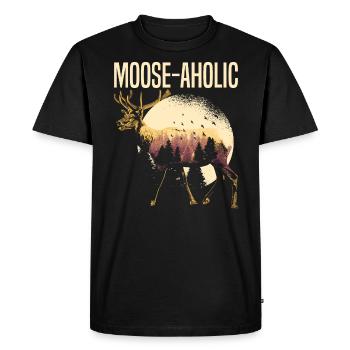 Moose-aholic Moose Wildlife Animal Alces Elk Deer - T-shirt Premium bio Homme - noir - Devant - Nico (187cm)