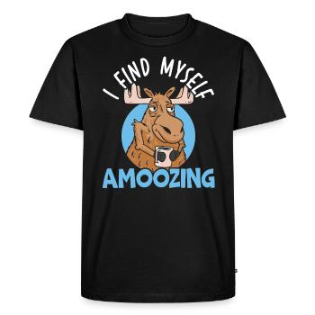 Je me retrouve à amoosing animal Alces Elk Moose - T-shirt Premium bio Homme - noir - Devant - Nico (187cm)