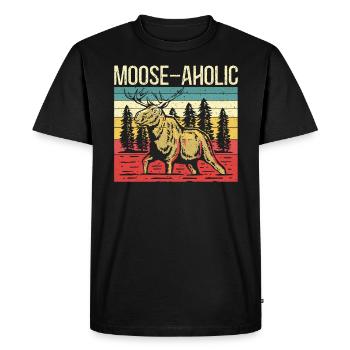Moose-aholic Moose Wildlife Animal Alces Elk Deer - T-shirt Premium bio Homme - noir - Devant - Nico (187cm)
