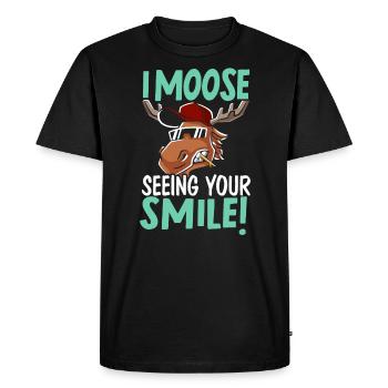 I Moose Seeing Your Smile Animal Alces Elk Deer - T-shirt Premium bio Homme - noir - Devant - Nico (187cm)