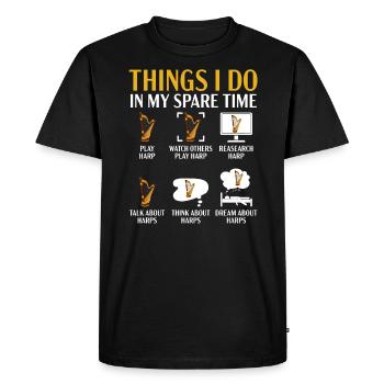 Ce que je fais dans mon temps libre Harpiste Harpiste - T-shirt Premium bio Homme - noir - Devant - Nico (187cm)