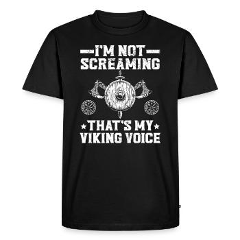 Je ne crie pas c’est ma voix viking Norsemen - T-shirt Premium bio Homme - noir - Devant - Nico (187cm)