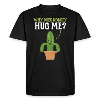 Pourquoi personne ne m’embrasse Cactus Plante succulente - T-shirt Premium bio Homme - noir - Devant - Nico (187cm)