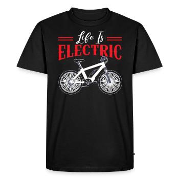 Life Is Electric Bicycle Owner Bicycle Ride E-Bike - Men's Premium Organic T-Shirt - black - Front - Nico (187cm)