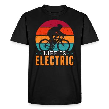 Life Is Electric Bicycle Owner Bicycle Ride E-Bike - Men's Premium Organic T-Shirt - black - Front - Nico (187cm)