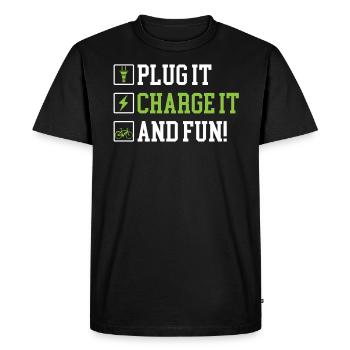 Plug It Charge It And Fun E-Bike Electric Bicycle - Men's Premium Organic T-Shirt - black - Front - Nico (187cm)