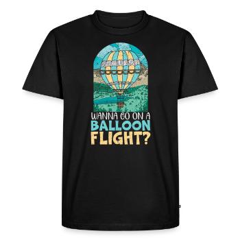 Vous voulez faire un vol en montgolfière - T-shirt Premium bio Homme - noir - Devant - Nico (187cm)