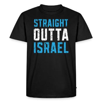 Straight Outta Israël Juif Juif Pays Israélite - T-shirt Premium bio Homme - noir - Devant - Nico (187cm)
