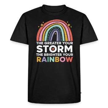 The Greater Your Storm The Brighter Your Rainbow - Men's Premium Organic T-Shirt - black - Front - Nico (187cm)