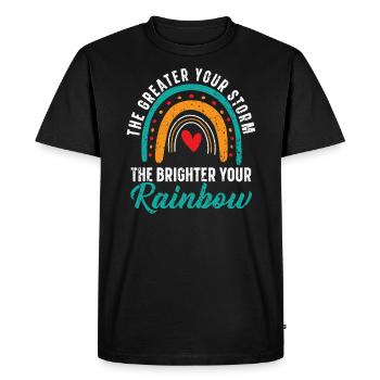 The Greater Your Storm The Brighter Your Rainbow - Men's Premium Organic T-Shirt - black - Front - Nico (187cm)