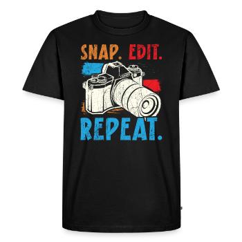 Snap Edit Répéter l’image Image Photographe - T-shirt Premium bio Homme - noir - Devant - Nico (187cm)
