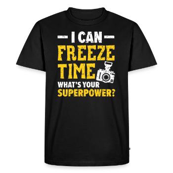 Je peux figer le temps Quel est votre appareil photo superpouvoir - T-shirt Premium bio Homme - noir - Devant - Nico (187cm)