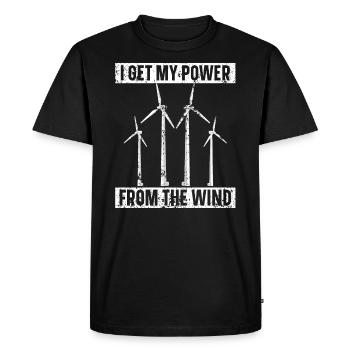 Je tire mon énergie de l’énergie renouvelable éolienne - T-shirt Premium bio Homme - noir - Devant - Nico (187cm)