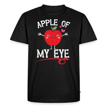 Pomme de mon œil Amateur de fruits Cueillette de pommes - T-shirt Premium bio Homme - noir - Devant - Nico (187cm)
