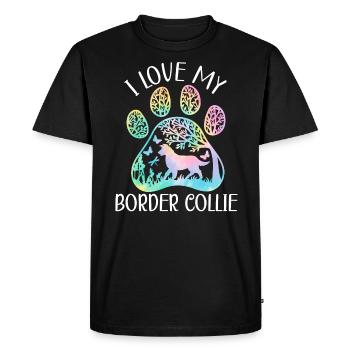 J’aime mon Border Collie Dog Lover Puppy Paw Love - T-shirt Premium bio Homme - noir - Devant - Nico (187cm)