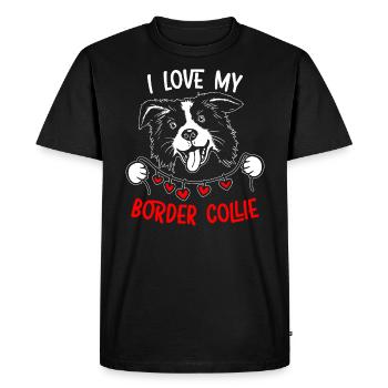 J’aime mon Border Collie Dog Lover Puppy Paw Love - T-shirt Premium bio Homme - noir - Devant - Nico (187cm)