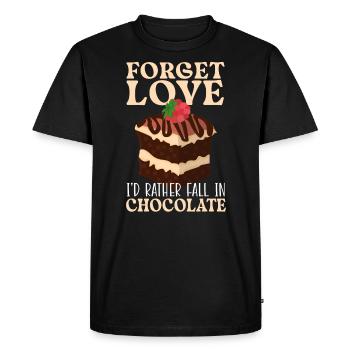 Forget Love I'd Rather Faill In Chocolate Cake - Men's Premium Organic T-Shirt - black - Front - Nico (187cm)