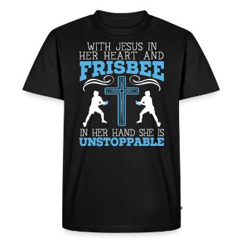 Ultimate Frisbee Flying Disc Sport Christian - Men's Premium Organic T-Shirt - black - Front - Nico (187cm)