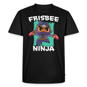 Ultimate Frisbee Ninja Lover Flying Disc Sport - Men's Premium Organic T-Shirt - black - Front - Nico (187cm)