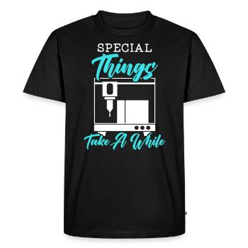 Les choses spéciales prennent un certain temps Impression 3D Imprimante 3D - T-shirt Premium bio Homme - noir - Devant - Nico (187cm)