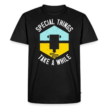 Les choses spéciales prennent un certain temps Impression 3D Imprimante 3D - T-shirt Premium bio Homme - noir - Devant - Nico (187cm)