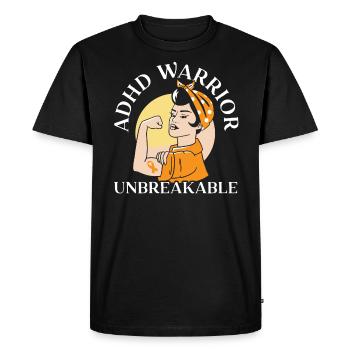 Guerrier TDAH Incassable Embrasser la neurodiversité - T-shirt Premium bio Homme - noir - Devant - Nico (187cm)